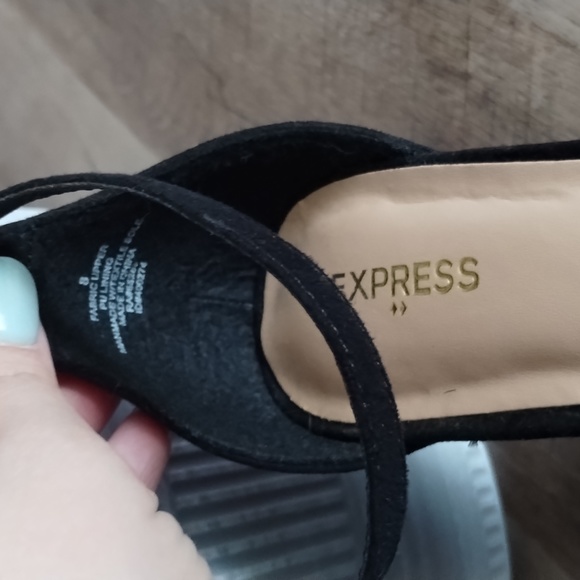 Express thick heel haux suede heels with shiner heel and ankle strap enclosure - Picture 8 of 8